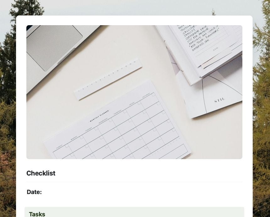Checklist template in Craft
