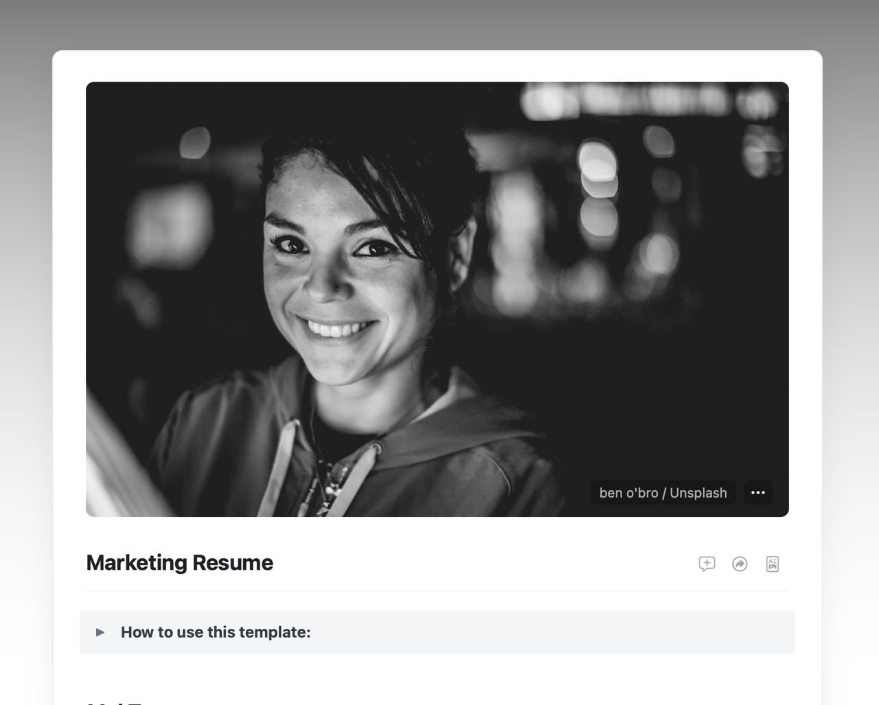Marketing Resume template in Craft