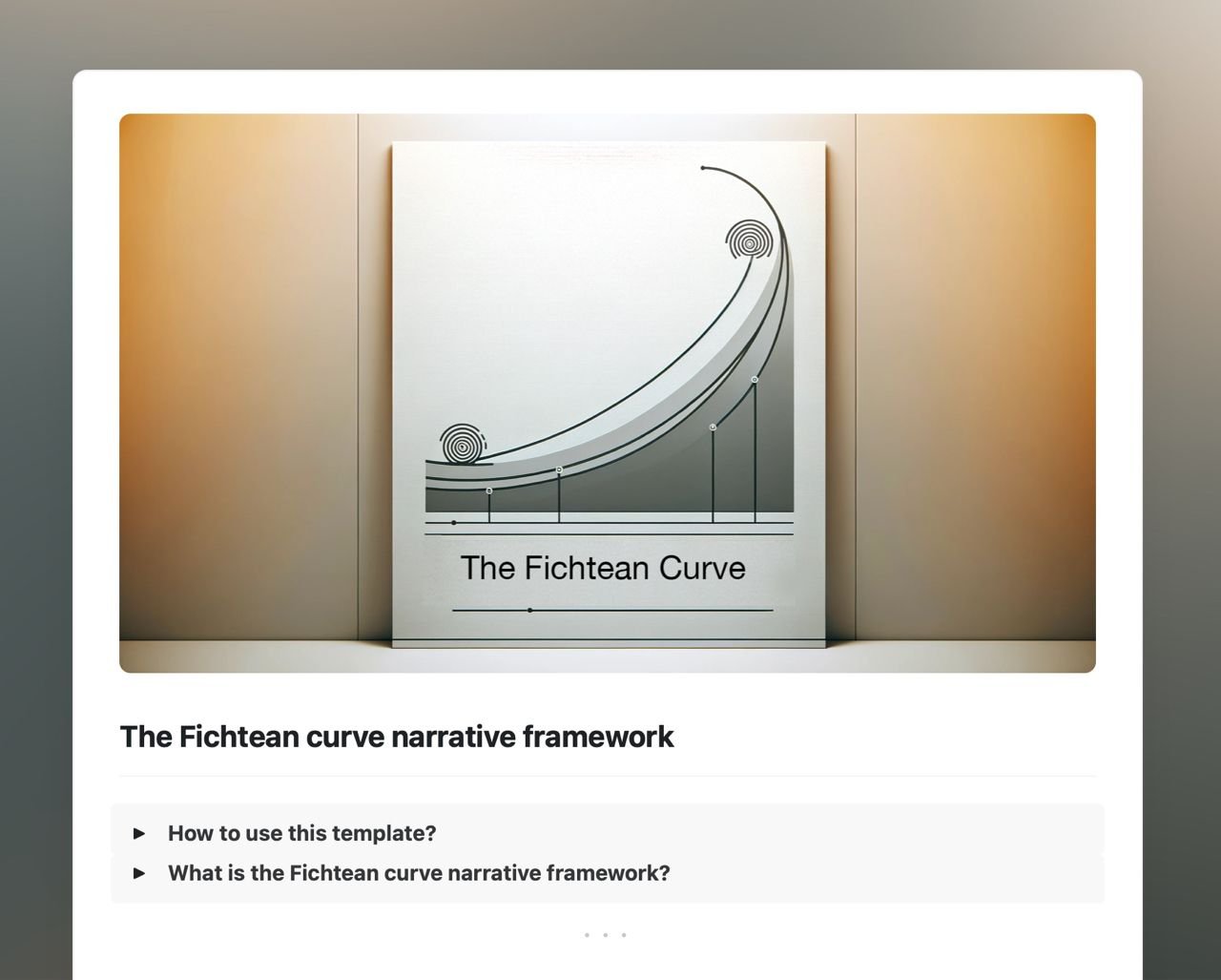 The Fichtean curve narrative framework template in craft showing instructions and information about the Fichtean curve.