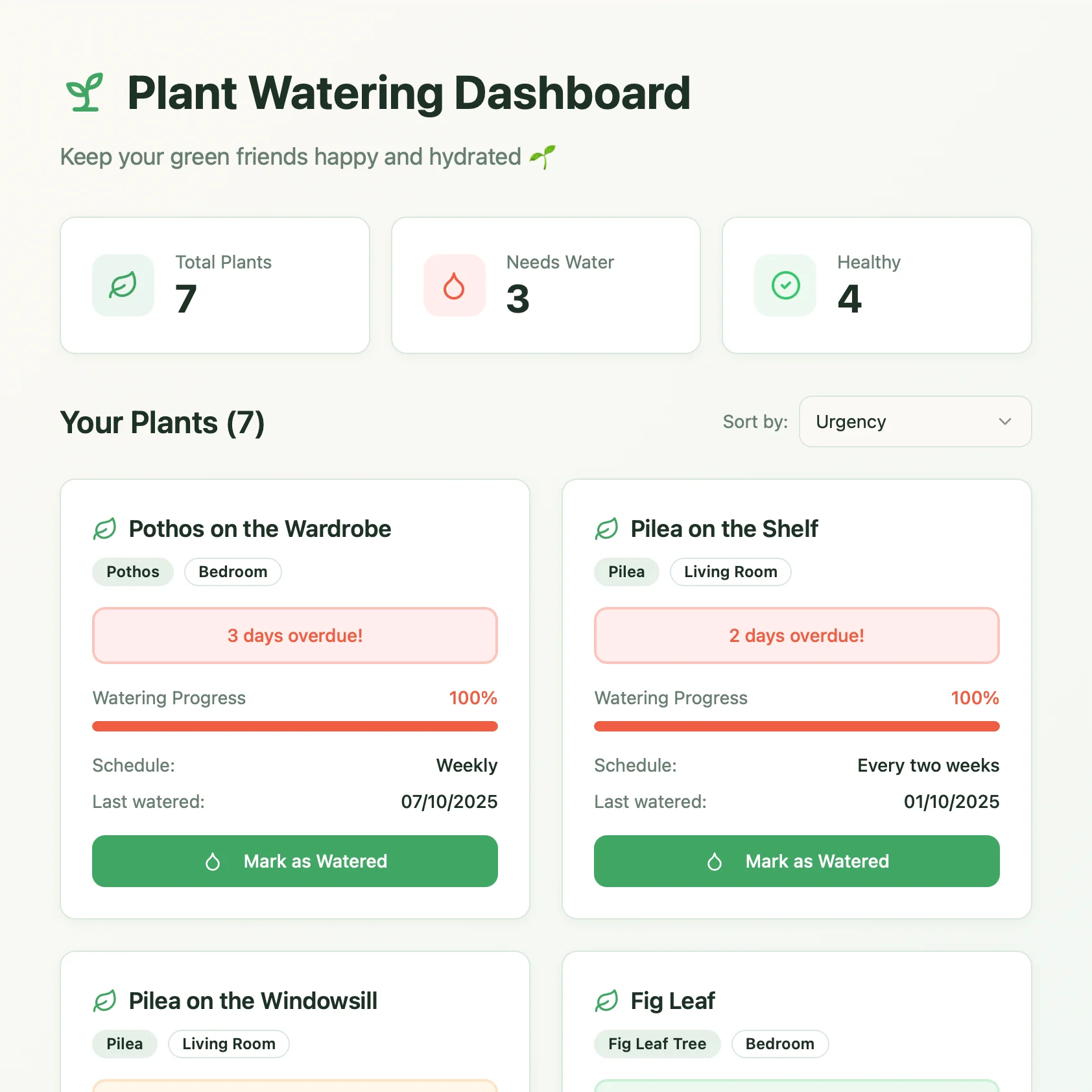Plant Dashboard