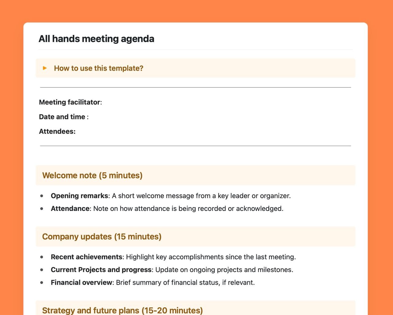 Craft Free Template: All-hands meeting agenda