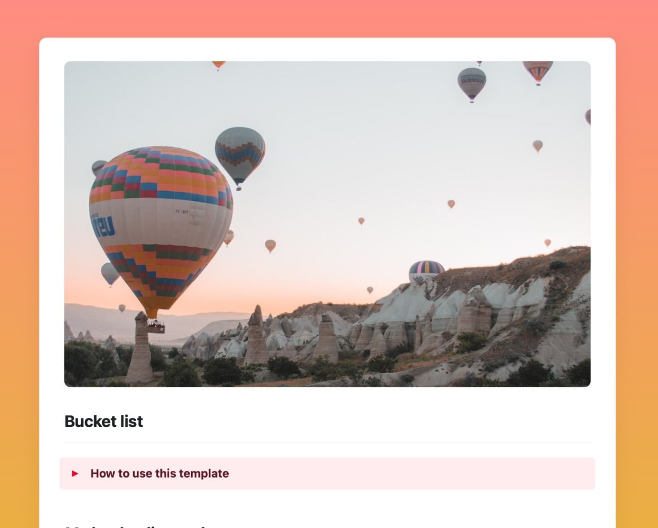 Craft Free Template: Bucket list
