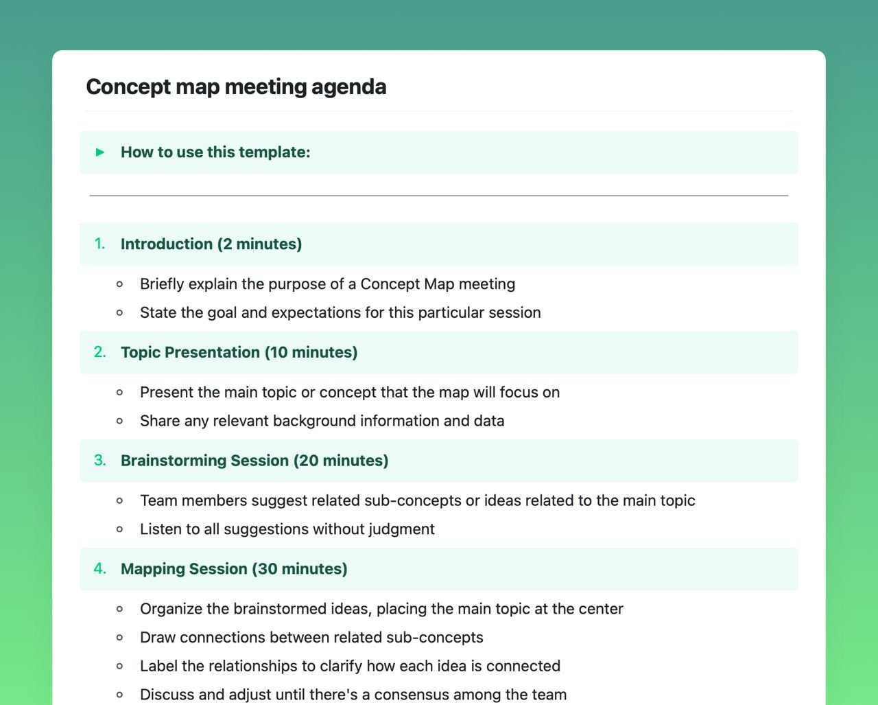 Craft Free Template: Concept map meeting agenda
