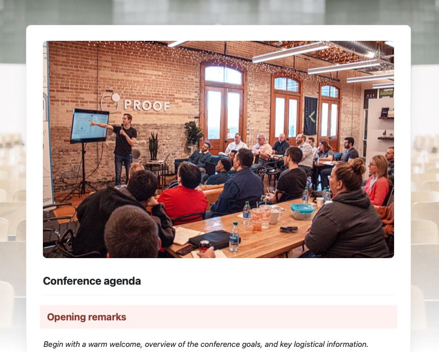 Craft Free Template: Conference agenda