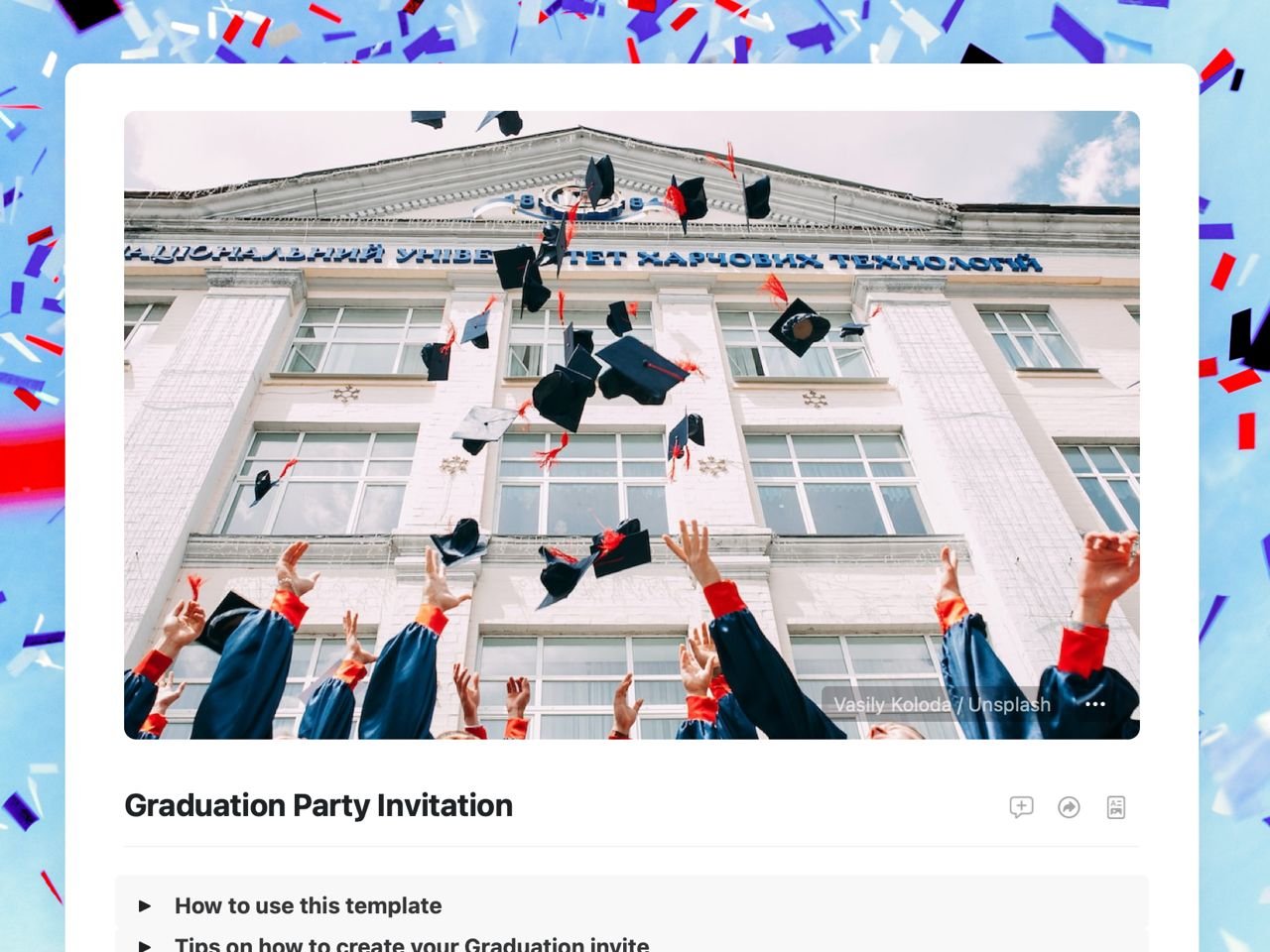 Craft Free Template: Graduation Party Invitation