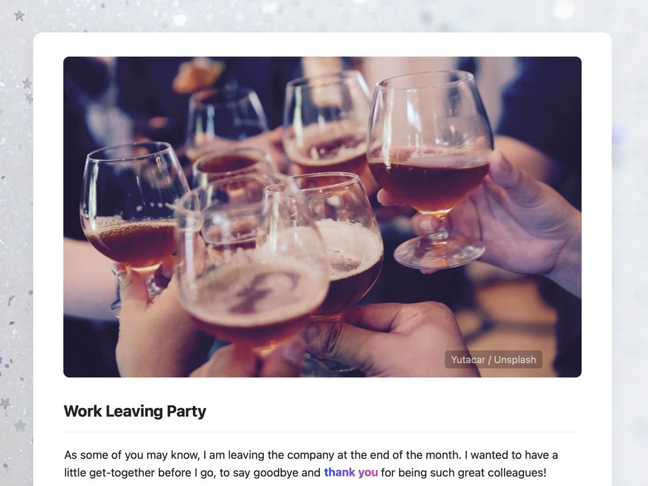 Craft Free Template: Work Leaving Party Invitation