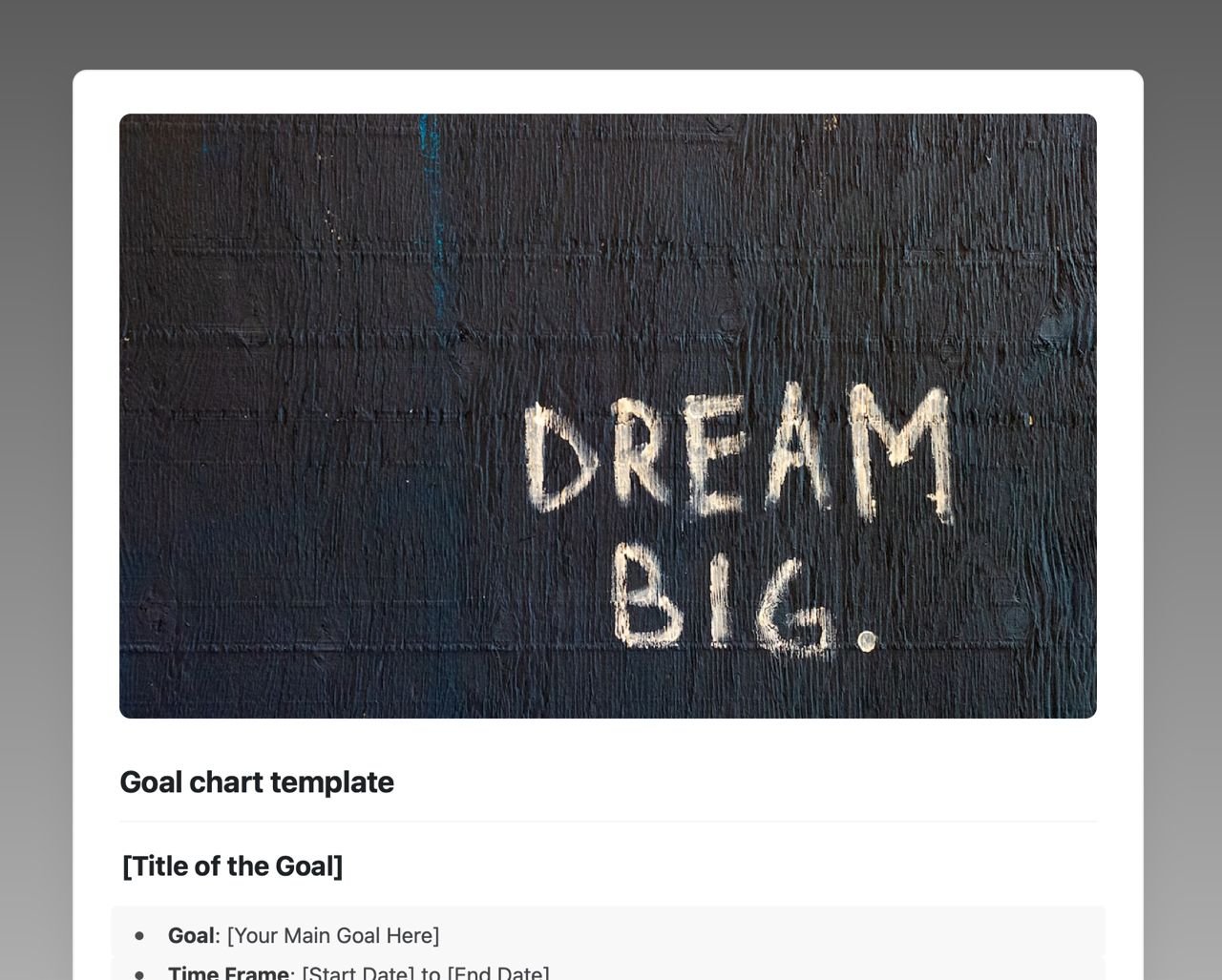 Craft Free Template: Goal chart template