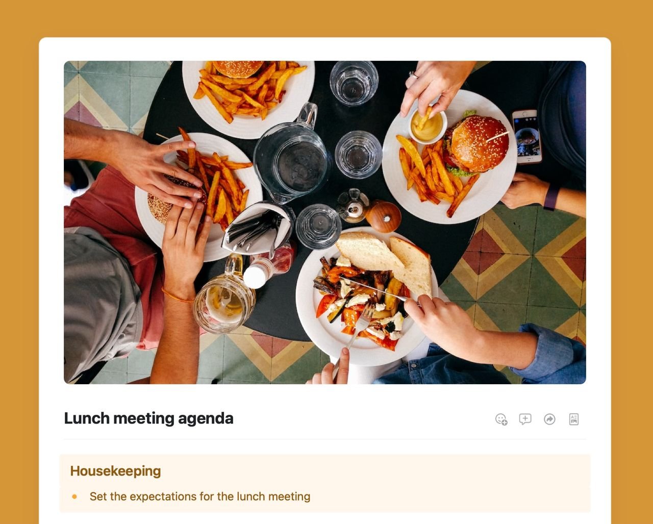 Craft Free Template: Lunch meeting agenda