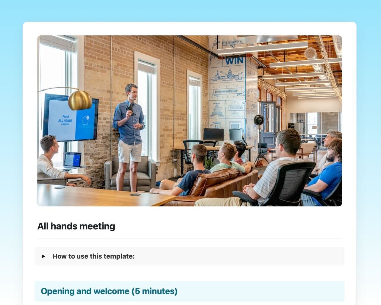 Craft Free Template: Company all hands meeting