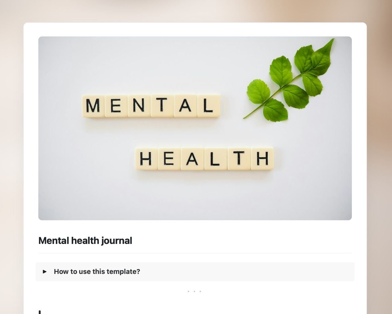 Craft Free Template: Mental health journal