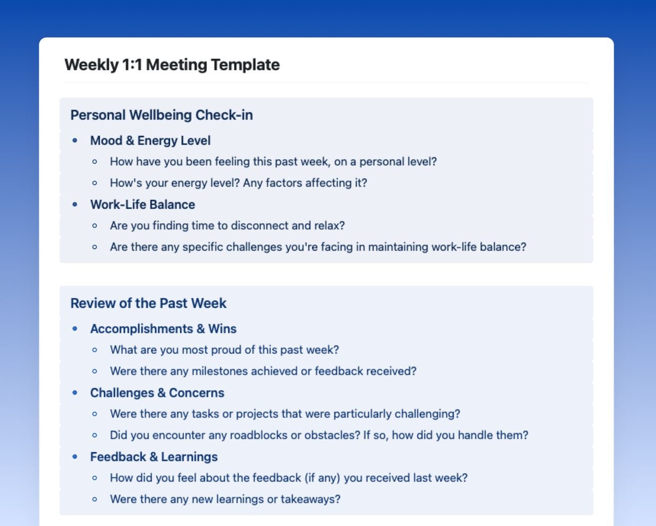 Craft Free Template: One-on-one meeting agenda