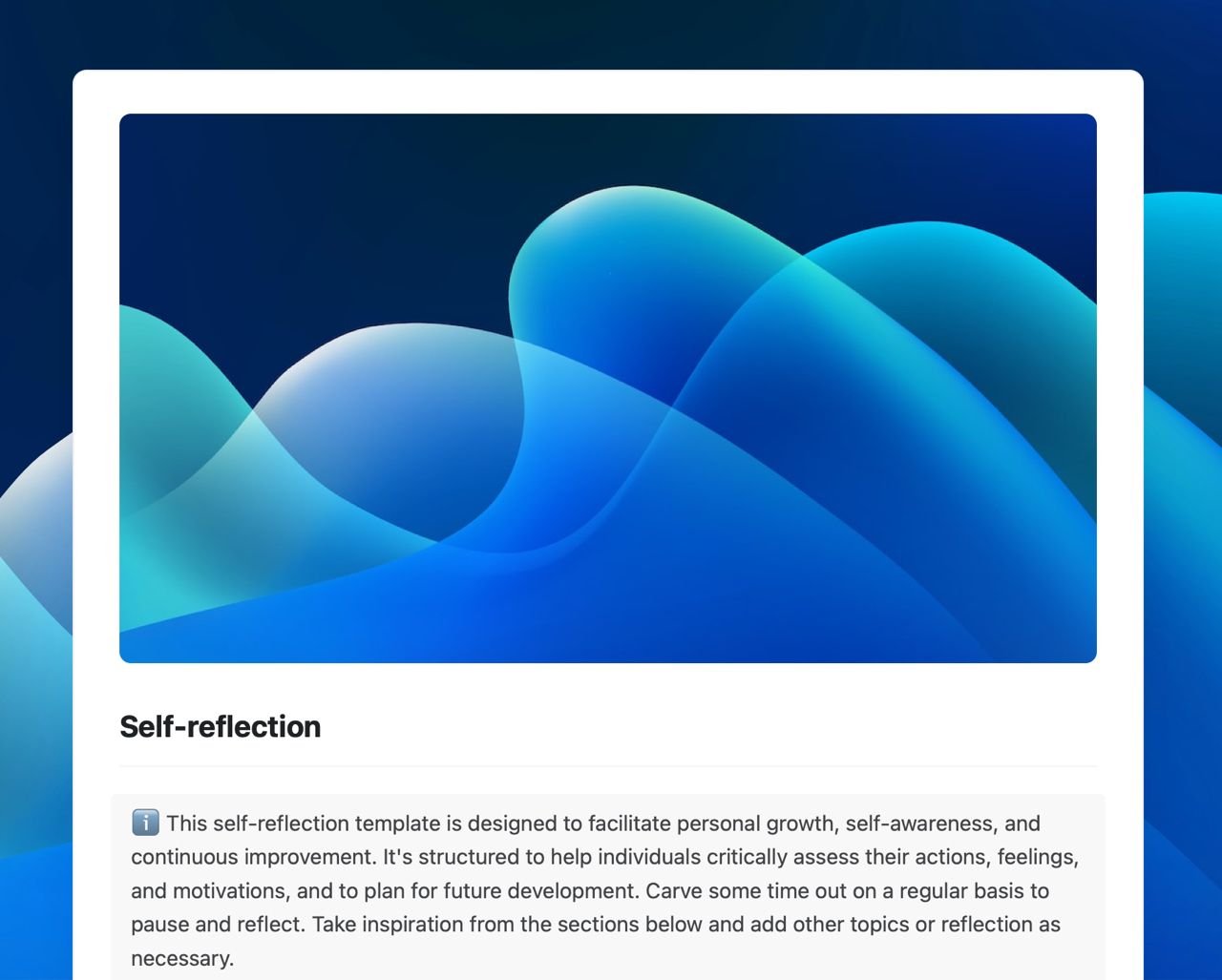 Craft Free Template: Self-reflection template
