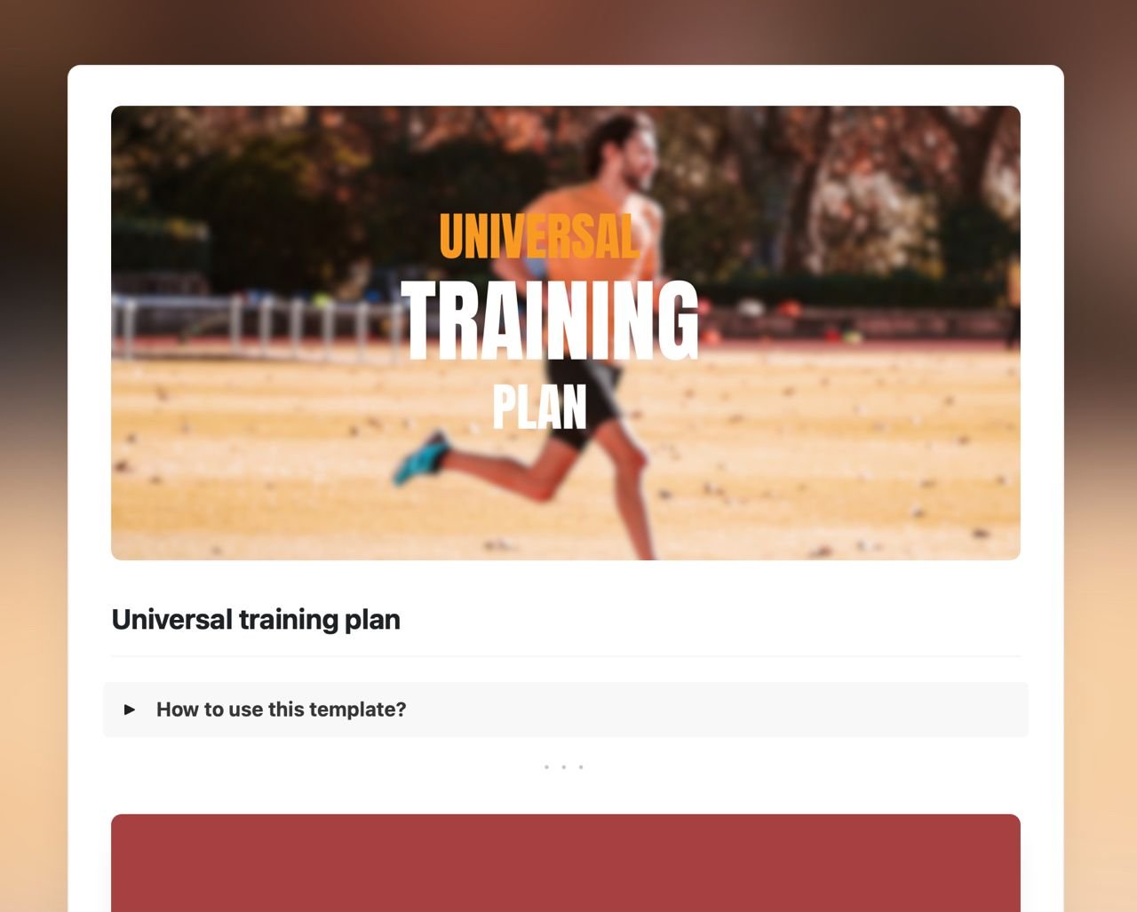 Craft Free Template: Universal training plan