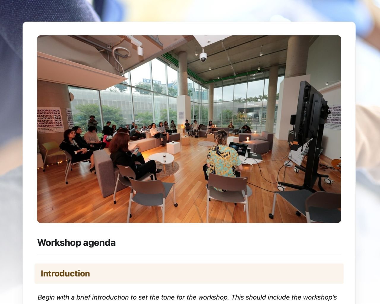 Craft Free Template: Workshop agenda