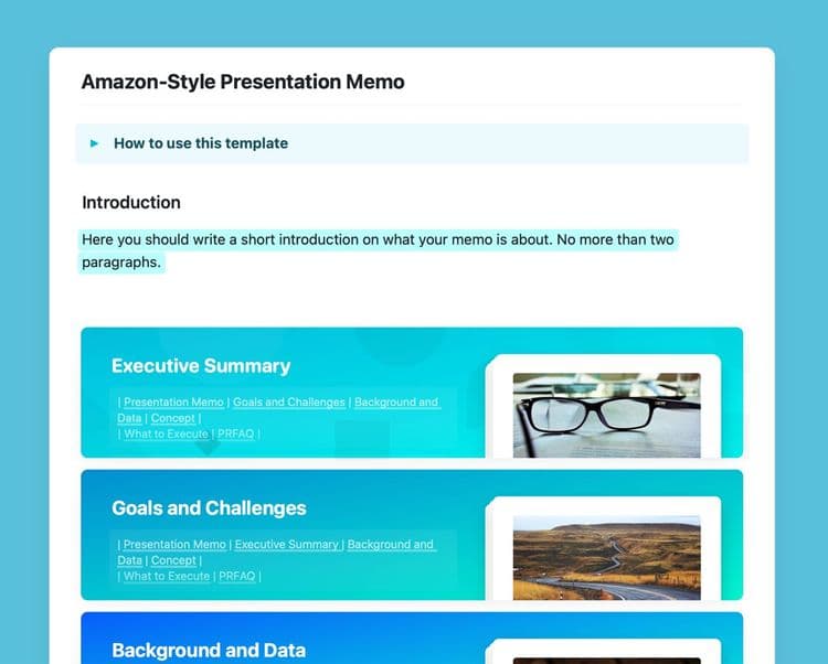 AmazonStyle Presentation Memo