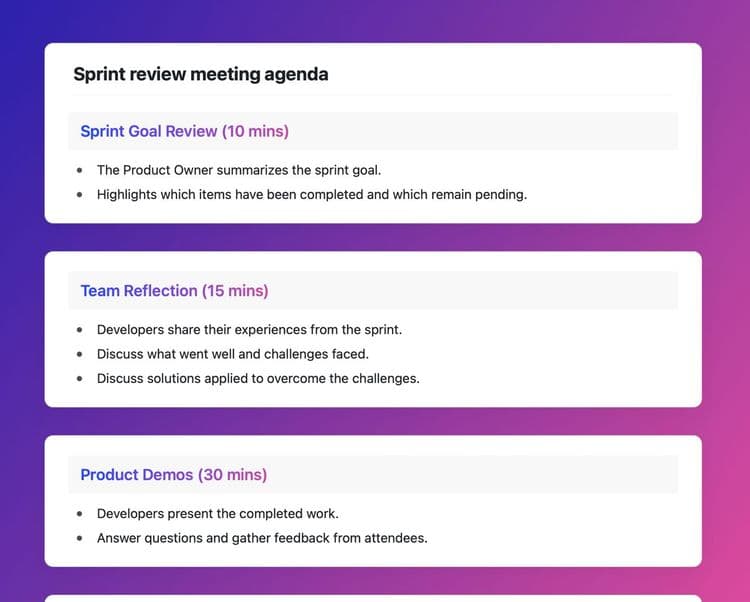 Top Sprint Review Meeting Agenda Template [Updated Version] • ZipDo