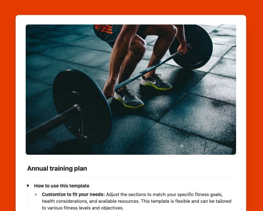Craft Free Template: Annual training plan template