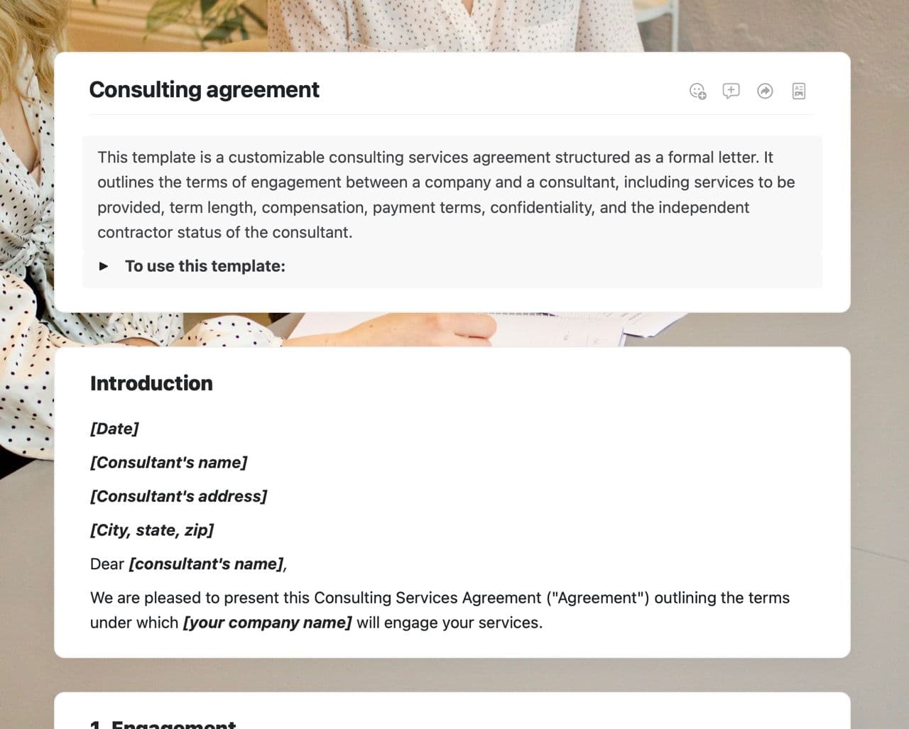 Craft Free Template: Consulting agreement