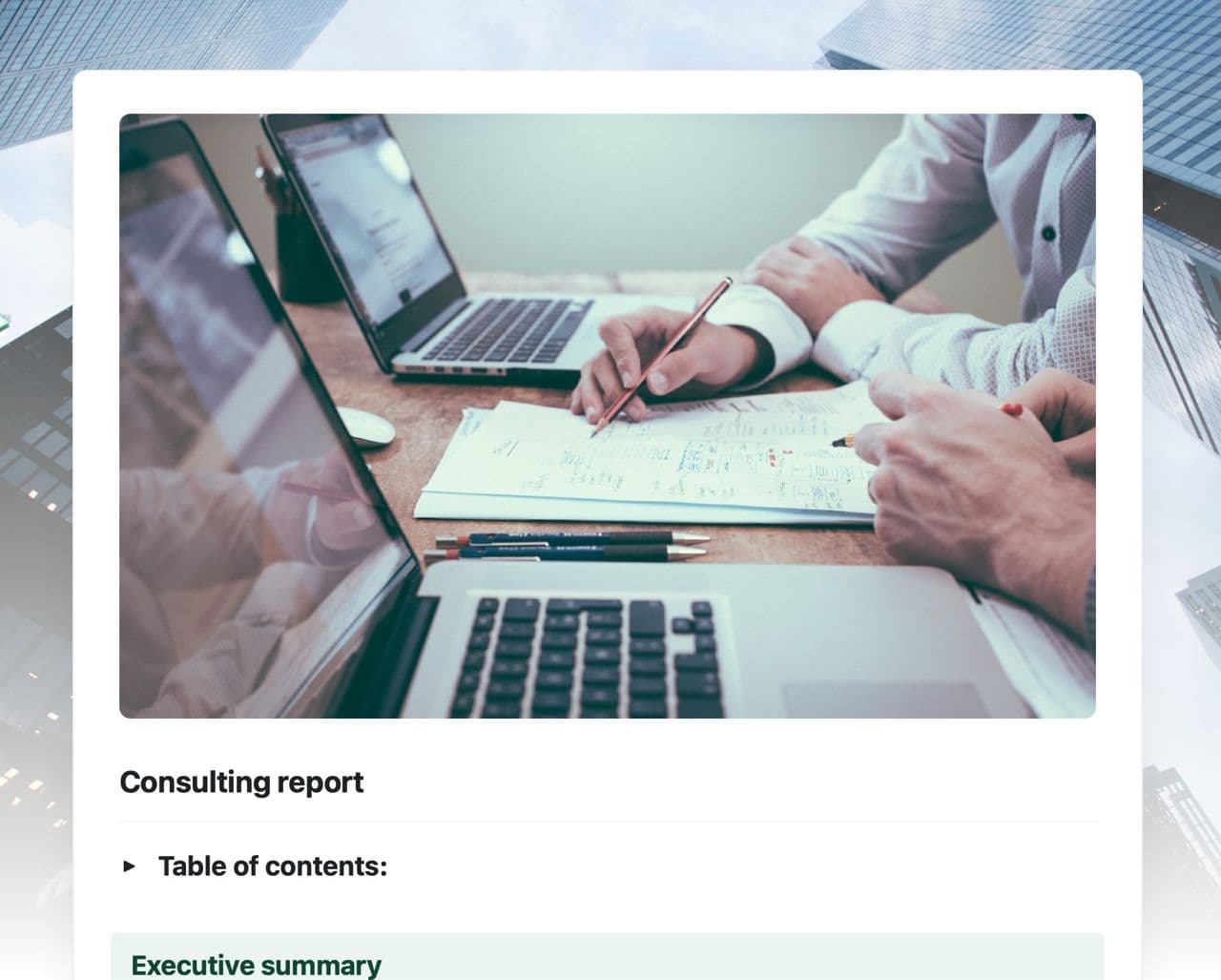 Craft Free Template: Consulting report