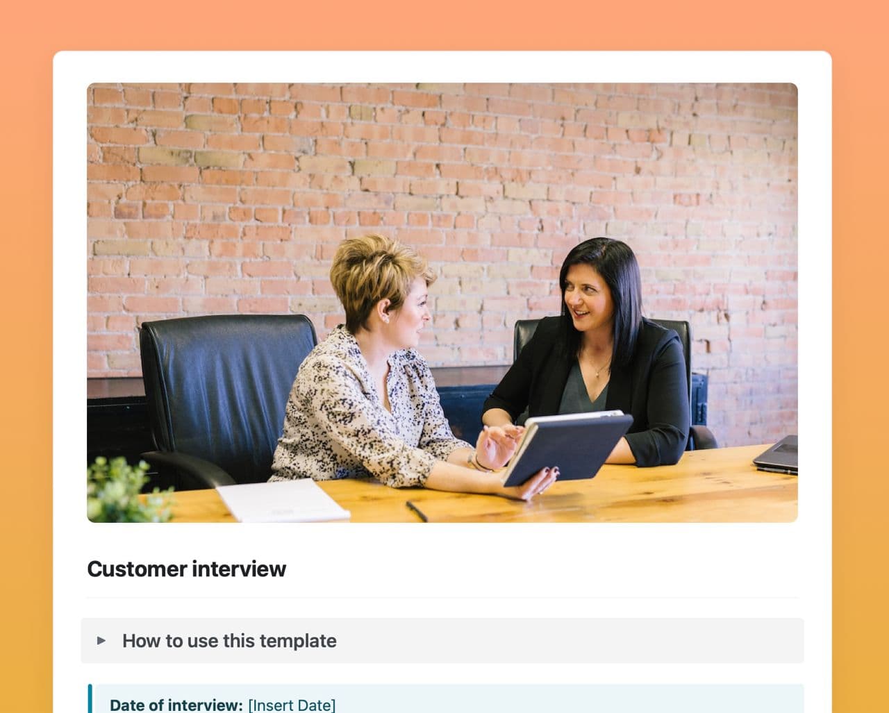 Craft Free Template: Customer interview