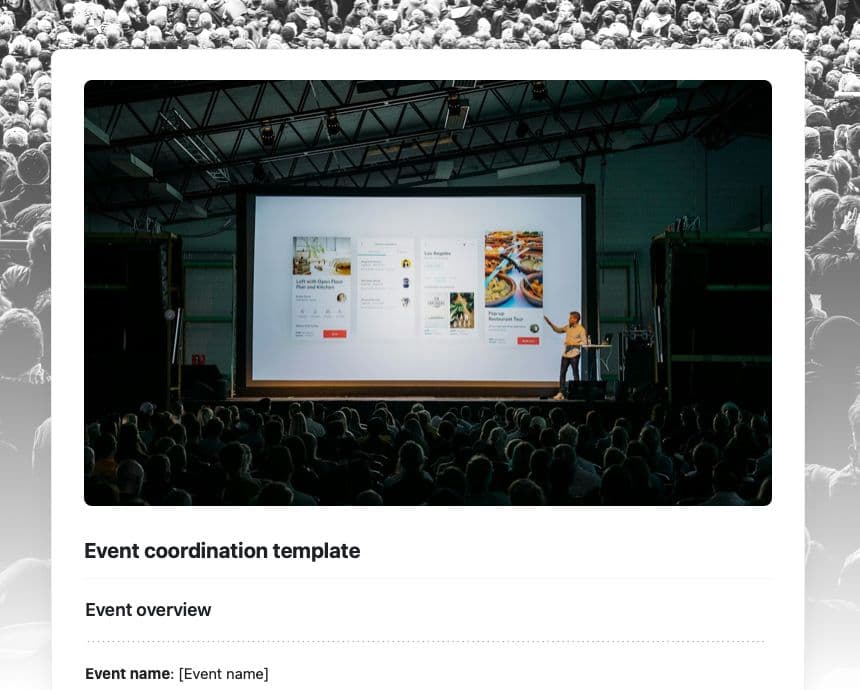 Craft Free Template: Event coordination template