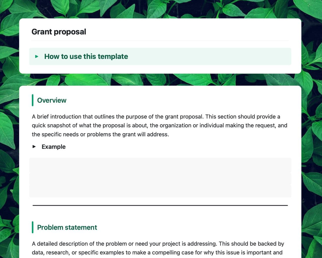 Craft Free Template: Grant proposal