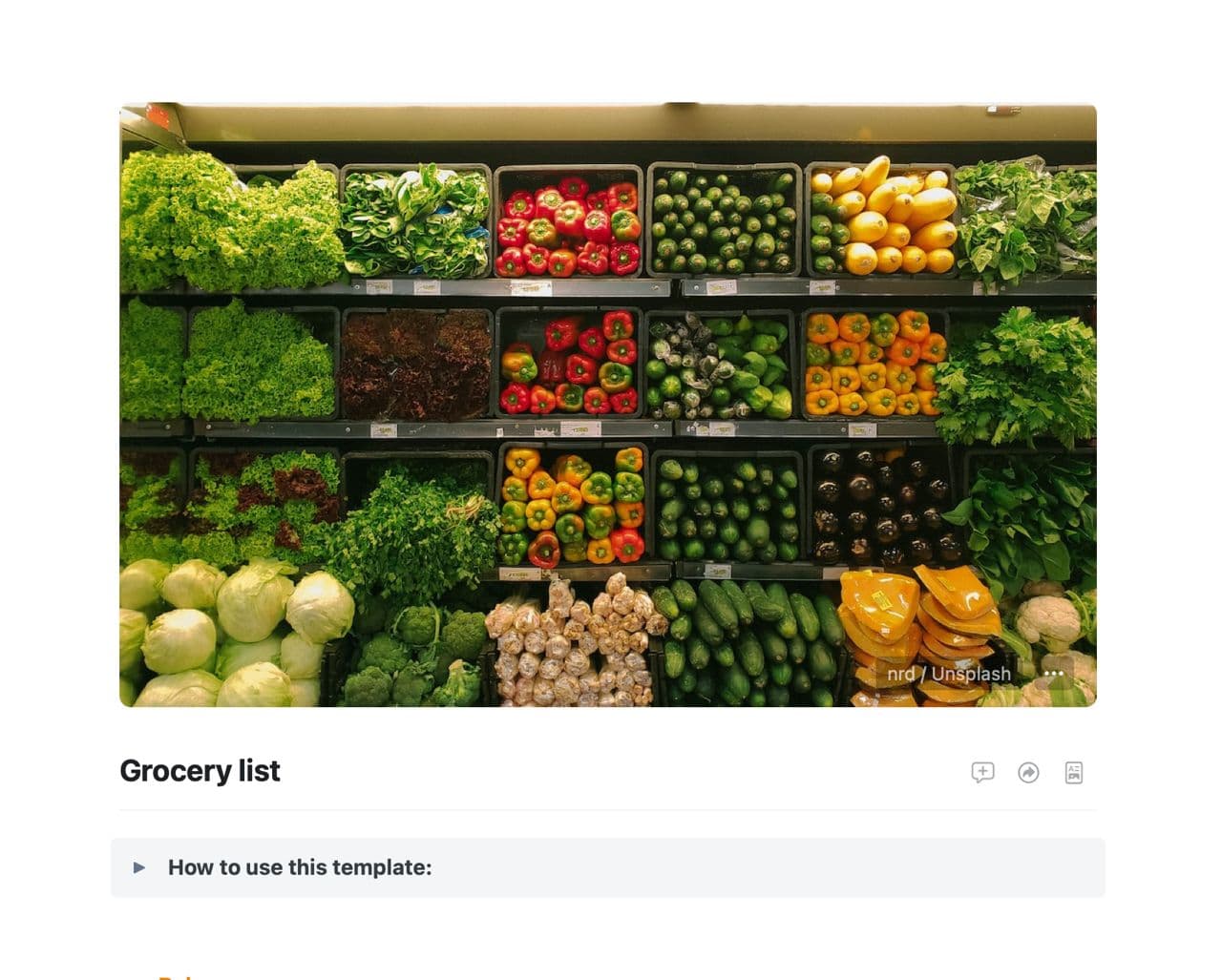 Craft Free Template: Grocery List
