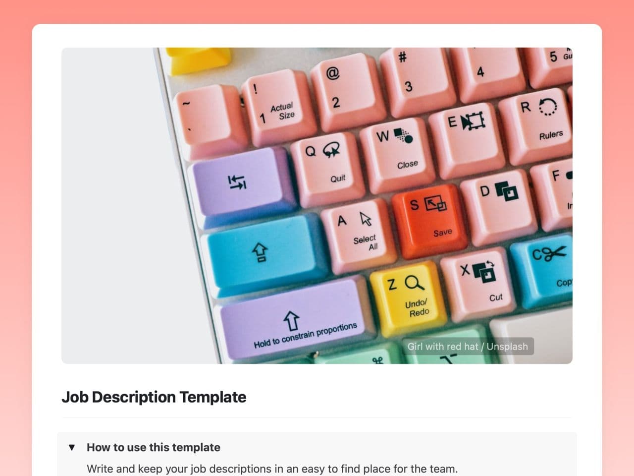 Craft Free Template: Job description