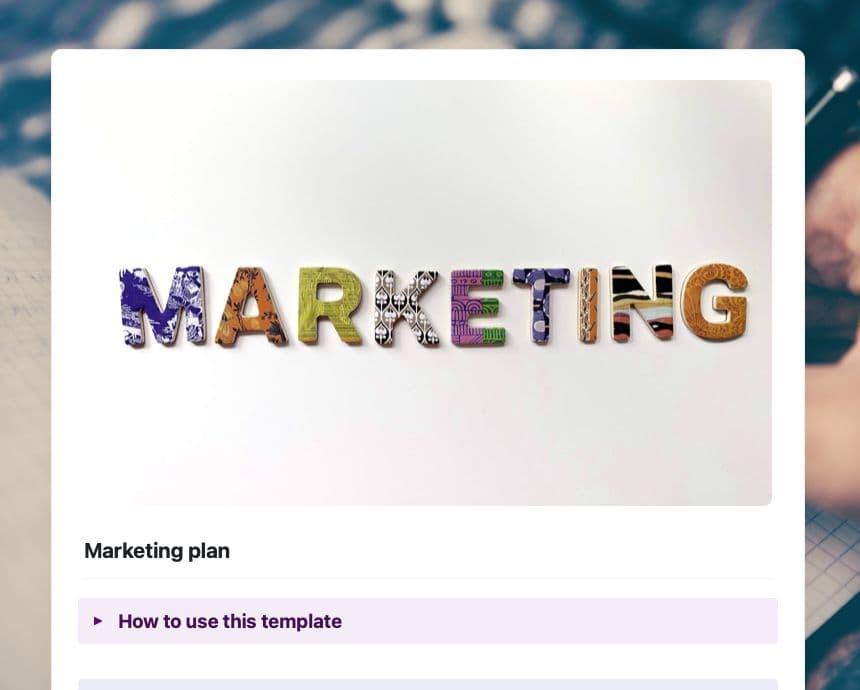 Craft Free Template: Marketing plan