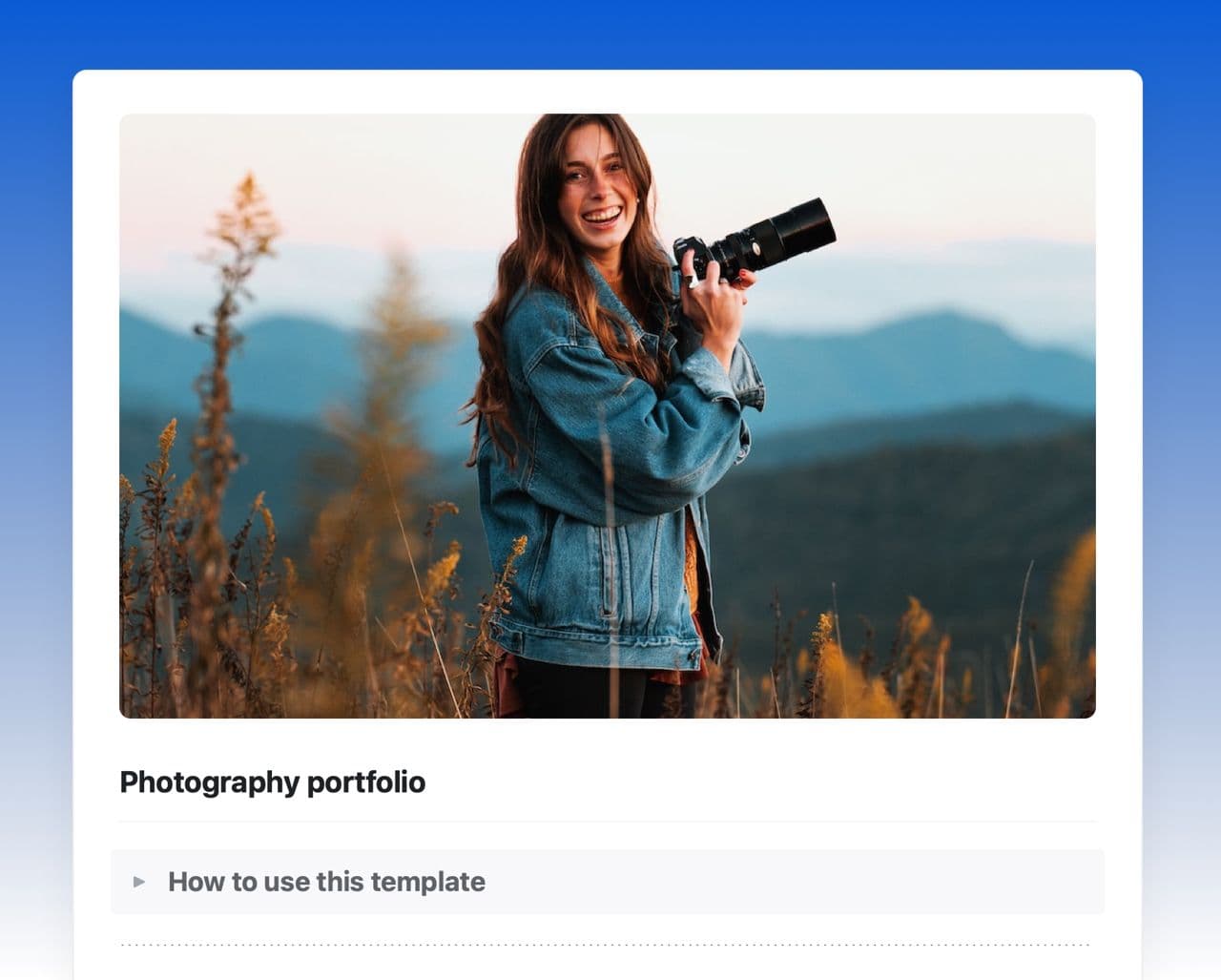Craft Free Template: Photography portfolio