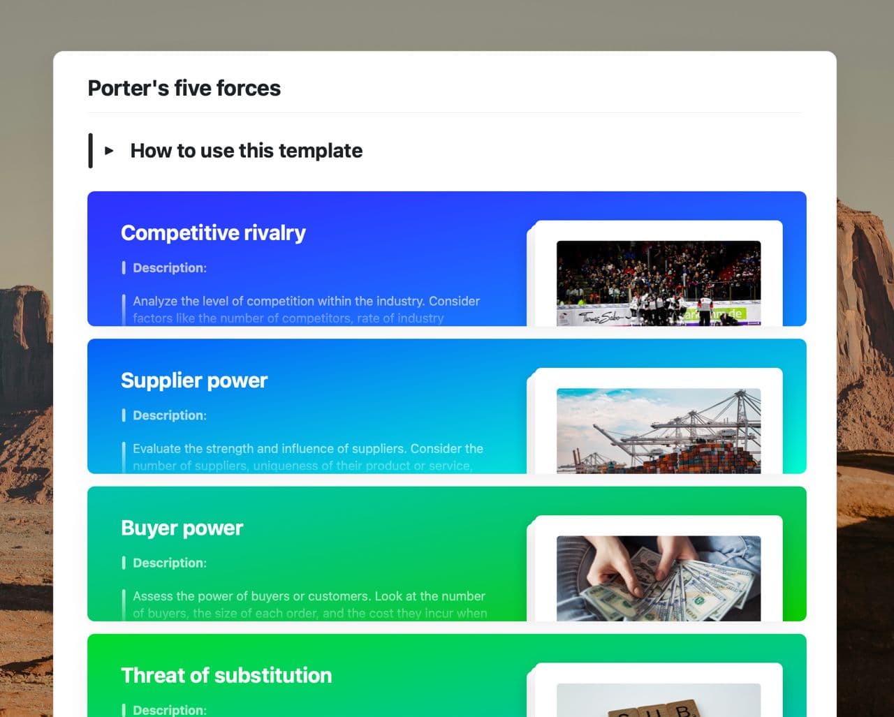 Craft Free Template: Porter's five forces