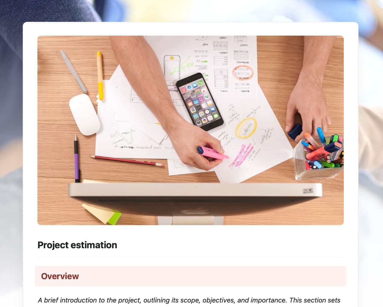 Craft Free Template: Project estimation