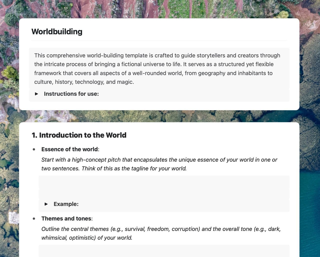 Craft Free Template: Worldbuilding